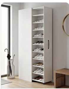 Mueble Zapatero a Medida con Estantes Extraíbles, Organizador <span class=keywords><strong>de</strong></span> Zapatos <span class=keywords><strong>de</strong></span> Entrada <span class=keywords><strong>de</strong></span> Piso a Techo, Armario con Puerta Abatible - Product Image 5