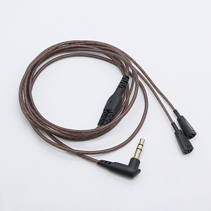 Cable de audio de 3,5 mm a 2x 2,5 mm con tejido de cobre sin oxígeno para reemplazo de auriculares con cable gris semitransparente - Product Image 1