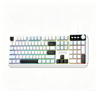 Nouveau clavier de jeu à membrane rétroéclairé RGB filaire USB Type A Jedel 104 touches avec bouton rotatif Plug and Play taille standard