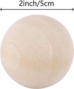 Boule ronde en bois de 2 pouces non finie Boule en bois naturel Boules d'artisanat lisses pour l'artisanat Projets de bricolage - Product Image 2