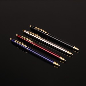 Stylo bille personnalisé de haute qualité avec logo sérigraphié, multicolore, rotatif, en métal fin, largeur d'écriture 1,0 mm, encre noire - Product Image 4