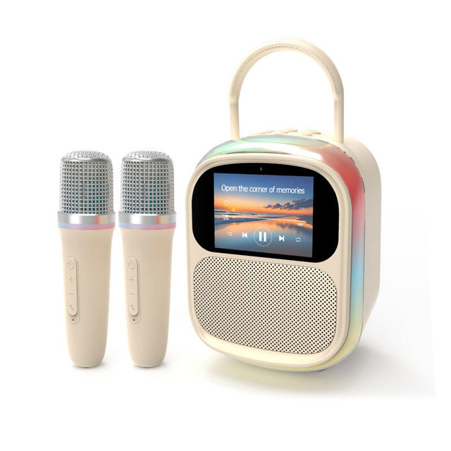 K86 Lyrics 10W Battery-powered RGB Led Lighting Mobile Phone Compatible Built-in 2 Microphone Karaoke Speaker