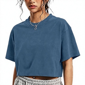 Camisetas Cortas de Algodón 100% para Mujer con Logo OEM Personalizado, Cuello Redondo, Manga Corta, Ajuste Holgado, Estilo Básico para Verano 2026 - Product Image 2