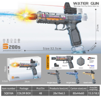 Pistol Air Panas Listrik dengan Lampu Api, Tekanan Tinggi, Semprotan Berkelanjutan, Mainan untuk Permainan Tembak-tembakan Air Anak-anak