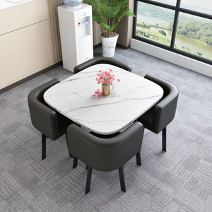 Juego de <span class=keywords><strong>Mesa</strong></span> de Comedor Moderno de Estilo Nórdico con 4 Sillas, <span class=keywords><strong>Mesa</strong></span> <span class=keywords><strong>Redonda</strong></span> de Piedra Sinterizada de Lujo, Muebles de Comedor Plegables para Hotel o Taller - Product Image 3
