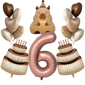 New Hydrochoerus Animal Capybara Theme Cake <strong>Chocolate</strong> Color 40 Inch Helium Number Balloon Sets for Children Birthday Party - Product Image 5