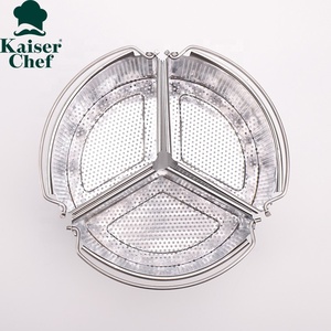 Cesta de vapor Premium de nuevo diseño, <span class=keywords><strong>cacerola</strong></span> de acero inoxidable de 18cm, juego de separador y divisor triple - Product Image 3