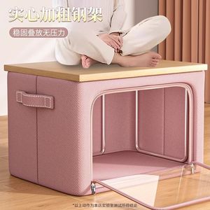 Boîte de rangement pour vêtements Yiwu, rectangulaire, en tissu uni avec fenêtre, pour vêtements épais et couettes, utilisation dans la garde-robe - Product Image 1