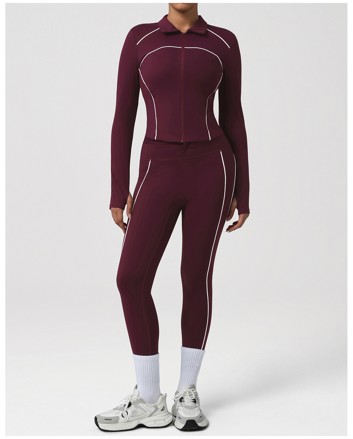 LVD181 Autumn Long Sleeve Yoga Wear Sets Breathable High Elastic Tight Workout Leggings Yoga Pants Two-piece Gym Yoga Sports Set