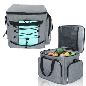 Sac isotherme personnalisé pour pique-nique, grande capacité, épaissi, avec fermeture éclair, poignée souple, pour le camping, couleur unie - Product Image 2