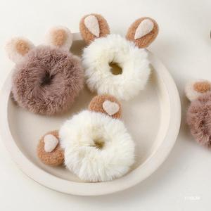Anello per capelli in peluche con orecchie di coniglio amore autunno e inverno carino in pelle giapponese con muscolatura a sfera, vendite dirette dalla fabbrica - Product Image 2