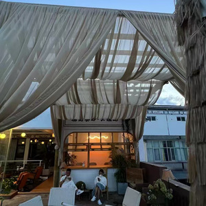 Voilage de plafond en mousseline blanche, rideau en tissu pour toit de tente, décoration suspendue pour salle de mariage, fête et événement de banquet - Product Image 5