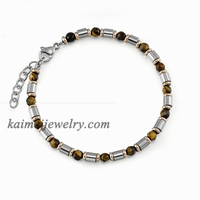Bracelet en pierre hématite bleue pour hommes, perles d'espacement, taille personnalisée, offre spéciale,