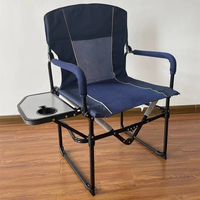 Chaise de Réalisateur Pliante Moderne en Alliage d'Aluminium de Haute Qualité, Légère et Robuste, Noire, avec Table Latérale pour le Camping