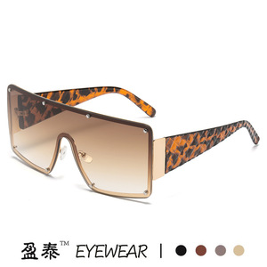 Oversized Square Frameless Sunglasses Gold Frame PC Lens UV400 Protection Unisex Street Style Fashion <b>Glasses</b> - Product Image 4