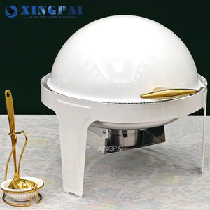 XINGPAI Fournitures hôtelières et de restauration : Réchaud de buffet rond à couvercle roulant blanc, 6 litres, pour traiteur - Product Image 5