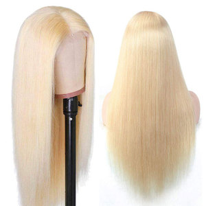 Perruque brésilienne 13x4 en cheveux humains, dentelle transparente, ligne de cheveux pré-épilée, densité 150%, longue et droite, blonde - Product Image 6