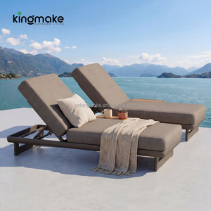 Chaise longue <span class=keywords><strong>de</strong></span> plage <span class=keywords><strong>haut</strong></span> <span class=keywords><strong>de</strong></span> <span class=keywords><strong>gamme</strong></span> en <span class=keywords><strong>aluminium</strong></span> réglable avec table d'appoint pour piscine et spa - Product Image 1