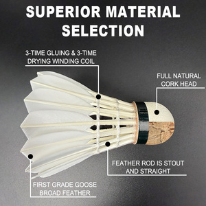 Volant de badminton SNOWPEAK SP-02 en plumes d'oie de première qualité, durabilité de vol A++, liège naturel intégral, faible MOQ, personnalisable - Product Image 2