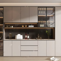 Meuble de rangement pour vin moderne et écologique, avec panneau lumineux en chêne et acier inoxydable, présentoir à boissons en bois