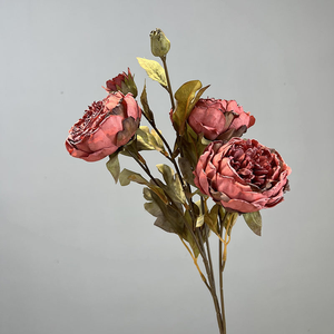Tallos de peonía de imitación con bordes quemados hechos a mano centro de mesa de boda realista flores pintura al óleo decoración de granja botánicos artificiales - Product Image 5