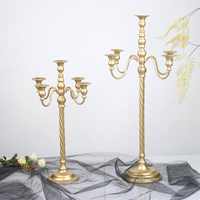 Centre de table de luxe moderne pour mariage, fête, décoration de la maison, bougeoir en métal à 5 bras en spirale doré/blanc