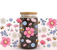 Gobelet Isotherme 16oz en Verre Motif Papillon Fleur de Cerisier Dessin Animé, Tasse à Café Glacé Pastel Libbey, Design Floral Mignon, Transfert Thermique