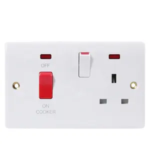 Placa de cocina eléctrica 45A, interruptores de pared de neón, enchufes de interruptor, accesorios eléctricos