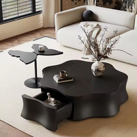 Table basse en bois massif de style moderne italien vintage, design en forme de pétales de papillon, décoration simple pour la maison, style bois massif pour le salon