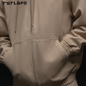 Chaqueta con capucha y cremallera ecológica para hombre | Ropa Exterior Casual Sostenible con Tejido Reciclado y Forro Polar Cálido, Estilo Urbano - Product Image 5