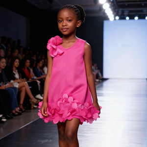 Nouvelle robe <span class=keywords><strong>pour</strong></span> enfants en 3D, robe à fleurs tridimensionnelle, jolie petite fille, style veste, tube droit, robe de princesse douce - Product Image 6