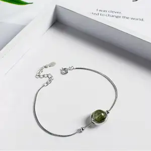 S925 pure silver star green ghost bracelet Korean version of female jewelry coronet crystal fashion bracelet