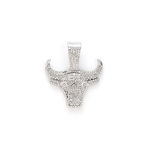 European American Hip-Hop <b>Style</b> Necklace Stylish Animal Bull <b>Head</b> Pendant Full Diamonds 15mm Cuban Chain Street <b>Style</b> - Product Image 6