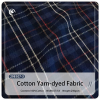 Tissu en coton teint en fil à carreaux écossais 240 g/m² pour vêtements d'enfants (garçons et filles), chemises et pantalons pour hommes et femmes