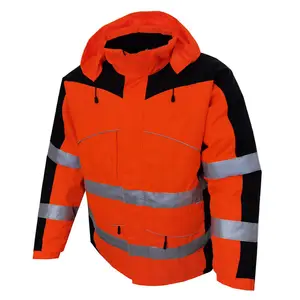 2021Hot selling EN20471 standard high quality hivis men winter coat men's padded winter parka coat safety jackets reflective