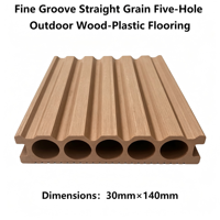 Plancher de terrasse extérieur en WPC creux 5 canaux, grain droit, rainures fines, 30mm*140mm, étanche, résistant aux intempéries, antidérapant, pour jardin et extérieur