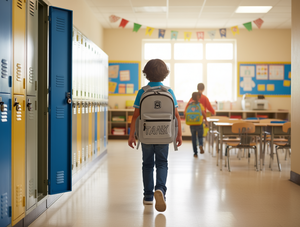 Zaino per bambini da 15 pollici in nylon unisex per uso scolastico con curva fisiologica e chiusura con cerniera sul retro - Product Image 2