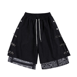 <span class=keywords><strong>Pantaloncini</strong></span> Streetwear con Cuciture a Contrasto Shorts <span class=keywords><strong>Bandana</strong></span> da Uomo - Product Image 1