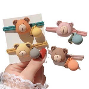 Lindas Bandas Elásticas para el Cabello con Diseño de Cabeza de Oso para Niñas, Uso Diario, Colores Variados, Resina Plástica, Adorno para el Cabello - Product Image 5