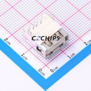 87520-0010BLF USB Connector Bent Lead Through Hole Connector Type-A USB 2.0 Female Right Angle Insert - Product Image 1