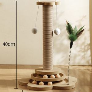 Vertical Wear-resistant and Non Shedding <b>Cat</b> Scratching Column Turntable Hemp Rope Claw <b>Cat</b> Scratching Board - Product Image 4