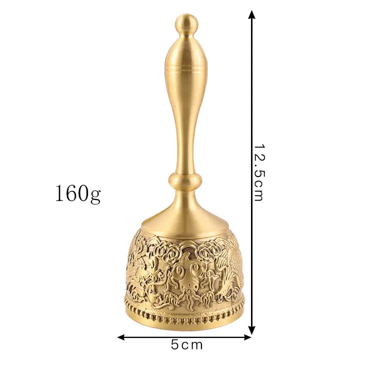 Custom Handgemaakte Souvenirs Cadeau Metalen Ambachtelijke Bel Zink Legering Gietijzer Puur Zilver Messing Diner Hand Bell Metaal Speelgoed