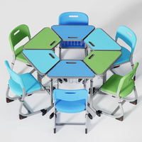 Ensemble de mobilier scolaire moderne en métal, table et chaise de classe modulaires en forme de trapèze pour étudiants, vente en gros