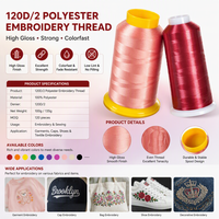 Fil à broder 100% polyester 120D/2 40WT 4000 yards multicolores en stock haute résistance pour broderie informatisée