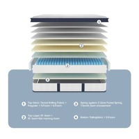 Matelas hybride en mousse à mémoire de forme, taille Queen, orthopédique, massant, pliable, compressible, matelas de lit souple, vente en gros