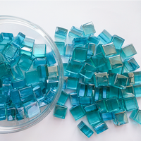 Échantillon Gratuit – Pierres Cubiques Modernes en Verre Trempé Bleu Écologique pour Foyers Extérieurs et Intérieurs, Décoration de Halls d'Hôtels