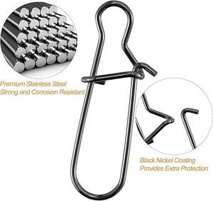 Conector de Pesca em Aço Inoxidável com Trava Dupla Reforçada para Acessórios de Linha de Pesca em Água Salgada e Doce - Product Image 2
