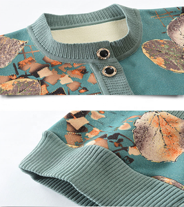 Nuovo arrivo autunno e inverno stampa <span class=keywords><strong>cardigan</strong></span> lavorato a maglia da donna spessa nel vestito da madre anziana caldo cappotto sciolto da donna - Product Image 4