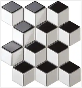 Современная 3D Черно-белая серая ромбовидная керамическая мозаичная плитка для ванной комнаты стены бассейна фарфоровый материал для интерьеров гостиниц