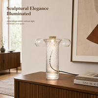 Lampe de table en verre soufflé à la main, spirale contemporaine, accent métallique doré, lumière d'ambiance pour hôtel, villa, éclairage d'intérieur, vente en gros